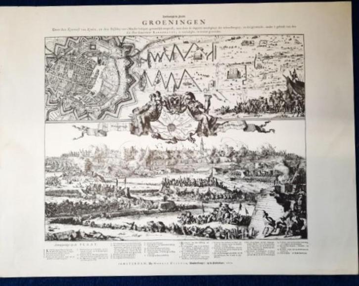 Kaart Hoedanigh de Stadt Groeningen, Boeken, Atlassen en Landkaarten, Zo goed als nieuw, Landkaart, Nederland, Ophalen