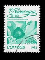 postzegel 1255 Nicaragua bloemen Wasmalve, Ophalen of Verzenden, Midden-Amerika, Gestempeld