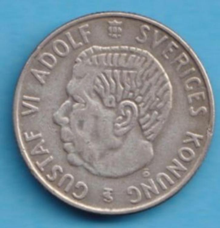 (KC139) Zweden 1 kroon 1952, Postzegels en Munten, Munten | Europa | Niet-Euromunten, Losse munt, Overige landen, Zilver, Verzenden