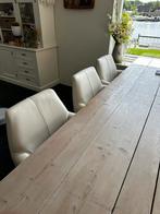 Vier witte leren eetkamer stoelen voor een kratje bier., Gebruikt, Wit, Leer, Ophalen of Verzenden