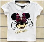 Minnie Mouse Paillettten T-Shirt Wit -Mt 98-110-116-122-128, Kinderen en Baby's, Kinderkleding | Maat 110, Disney, Meisje, Nieuw