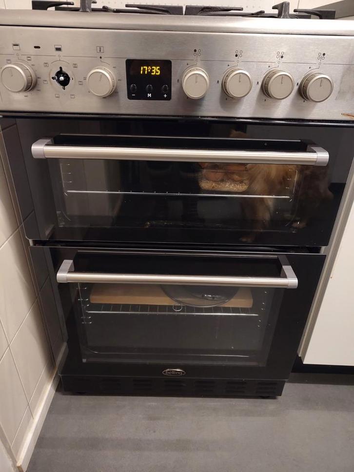 Belling gasfornuis met 2 ovens, hetelucht en grill, Witgoed en Apparatuur, Fornuizen, Vrijstaand, Gas, 4 kookzones, 60 cm of meer