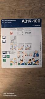 Safety card Airbus A319-100 Lufthansa, Ophalen of Verzenden, Gebruikt, Kaart, Foto of Prent