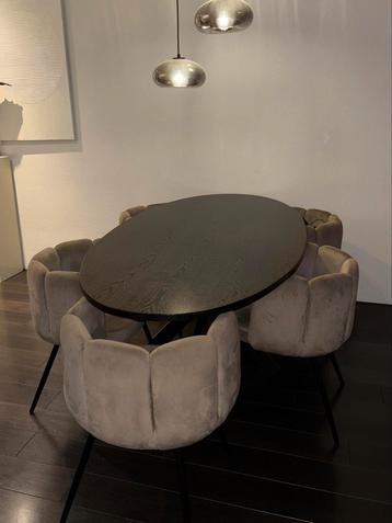 Eetkamerstoelen 5x velvet taupe beschikbaar voor biedingen