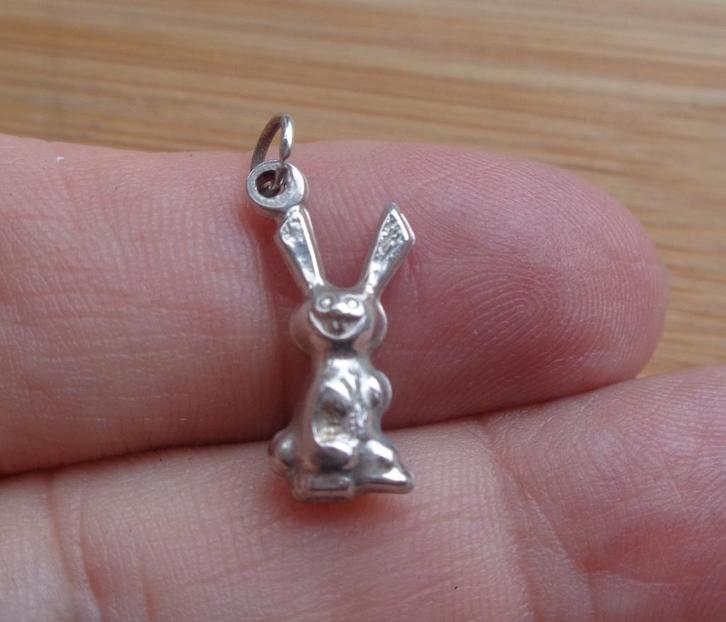 zilveren vintage bedel konijn [629], Sieraden, Tassen en Uiterlijk, Bedels, Zo goed als nieuw, Overige merken, Zilver, 1 bedel