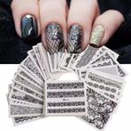 24 stuks Kant Zwart Nagels Stickers Set Water Decals., Ophalen of Verzenden, Nieuw, Zwart, Ogen