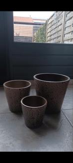 Set van 3 bloempotten model riga bruin/beige, Huis en Inrichting, Kamerplanten, Ophalen, Halfschaduw