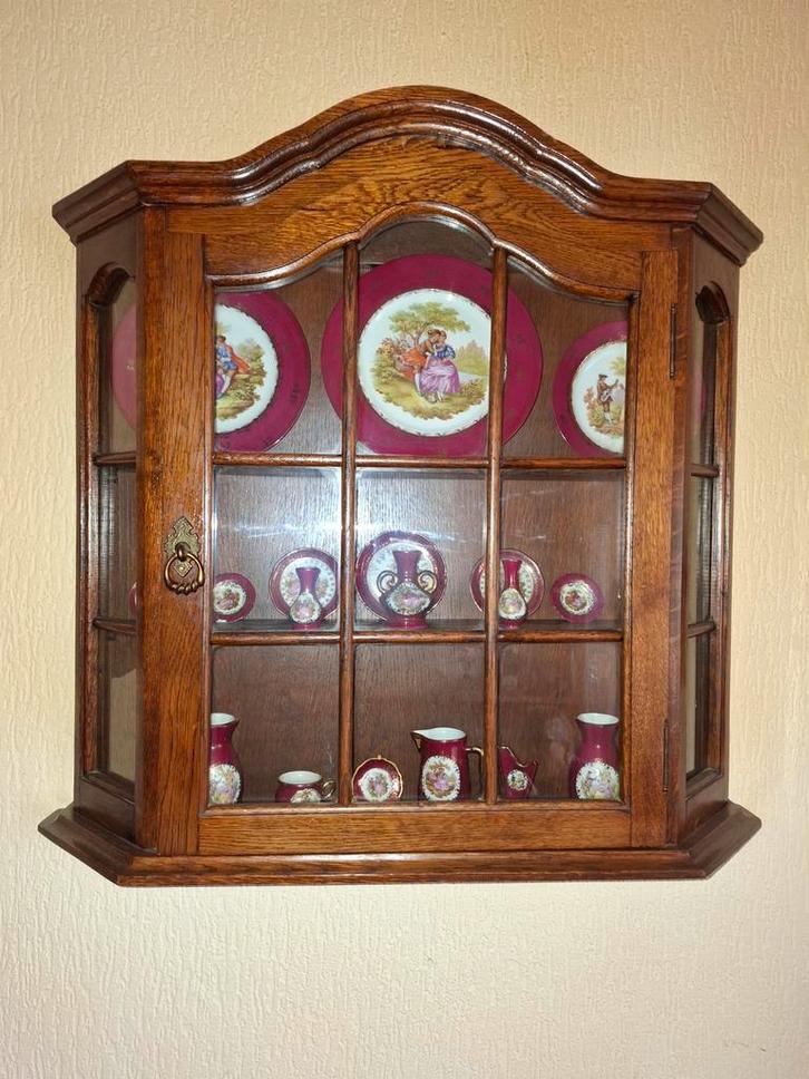 Vintage Eiken Vitrinekastje, Antiek en Kunst, Antiek | Meubels | Kasten, Ophalen