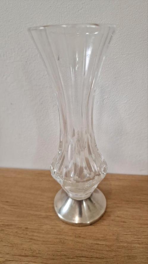 Zilveren Voet Kristal Kristallen art deco Vaasje 925 Gemerkt, Antiek en Kunst, Antiek | Vazen, Ophalen of Verzenden