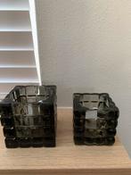 Waxinelichtjes waxinelicht houder glas zwart, Overige materialen, Gebruikt, Zwart, Ophalen of Verzenden