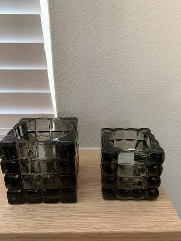 Waxinelichtjes waxinelicht houder glas zwart beschikbaar voor biedingen
