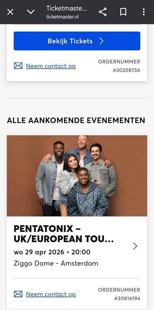 VERKOCHT 3x platinum seats Pentatonix concert 29 april 2026, Tickets en Kaartjes, Concerten | Overige, Drie personen of meer, April