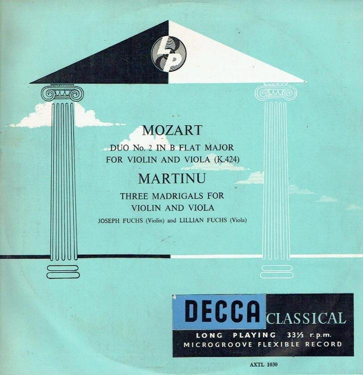 Martinu Mozart Joseph Fuchs, Lillian Fuchs Violin And Viola, Cd's en Dvd's, Vinyl | Klassiek, Zo goed als nieuw, Classicisme, Overige typen