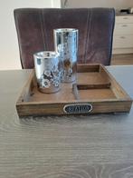 Dienblad met 2 waxinelicht houders, Bruin, Ophalen of Verzenden, Zo goed als nieuw, Hout
