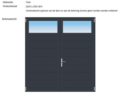 openslaandedeur Adoors luxe-line Twin, Doe-het-zelf en Verbouw, Deuren en Horren, Nieuw, Garagedeur, 215 cm of meer, 120 cm of meer