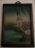 Reverse-glass paiting. Achter glas schildering, vintage, Antiek en Kunst, Kunst | Schilderijen | Klassiek, Verzenden