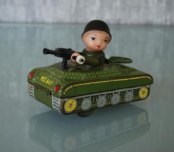 Vintage werkend tank met opwindmechanisme blikken speelgoed  beschikbaar voor biedingen