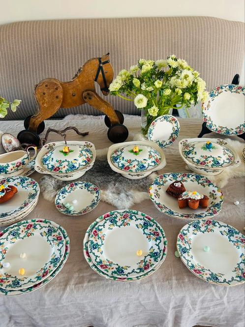 Royal Cauldon Victoria compl antiek porselein servies, Antiek en Kunst, Antiek | Servies compleet, Ophalen