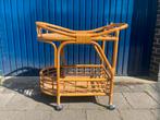 Vintage rotan/bamboe seveerwagen || Trolley || Barcart, Ophalen, Overige materialen, Vintage, bohemian,, Zo goed als nieuw