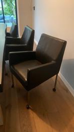 Eettafel stoel en rolfauteuil leer 4x, Huis en Inrichting, Stoelen, Ophalen, Zwart, Leer, Zo goed als nieuw