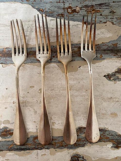 Brocante: Verzilverde oude vorken uit Frankrijk, Antiek en Kunst, Curiosa en Brocante, Ophalen of Verzenden