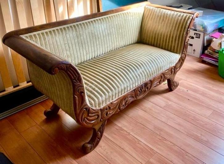 Biedermeier bankje - 173cm breed, Huis en Inrichting, Banken | Sofa's en Chaises Longues, Gebruikt, Tweepersoons, 150 tot 200 cm