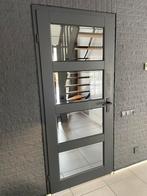 Binnen opdekdeur met 4 facet glaspanelen en slot, Doe-het-zelf en Verbouw, Deuren en Horren, Ophalen, Gebruikt, 80 tot 100 cm