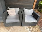 2 stoelen met kussens, Tuin en Terras, Ophalen, Gebruikt, Kunststof