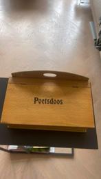 Brocante houten  Poetsdoos met klep, Ophalen of Verzenden