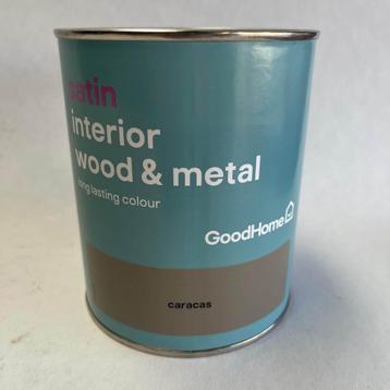 GoodHome Binnenlak Verf Caracas Grijs Zijdeglans 750ml beschikbaar voor biedingen