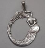 Zilveren grote antieke hanger van een zeemeermin nr.194, Verzenden, Zilver, Hanger