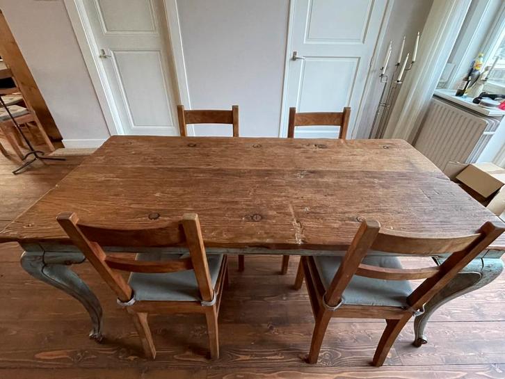 Eettafel + 6 stoelen, Huis en Inrichting, Complete eetkamers, Zo goed als nieuw, 4 tot 6 stoelen, Ophalen
