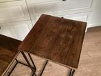 Set van 2 tafels naturel/zwart, Minder dan 55 cm, Rond, Zo goed als nieuw, Hout