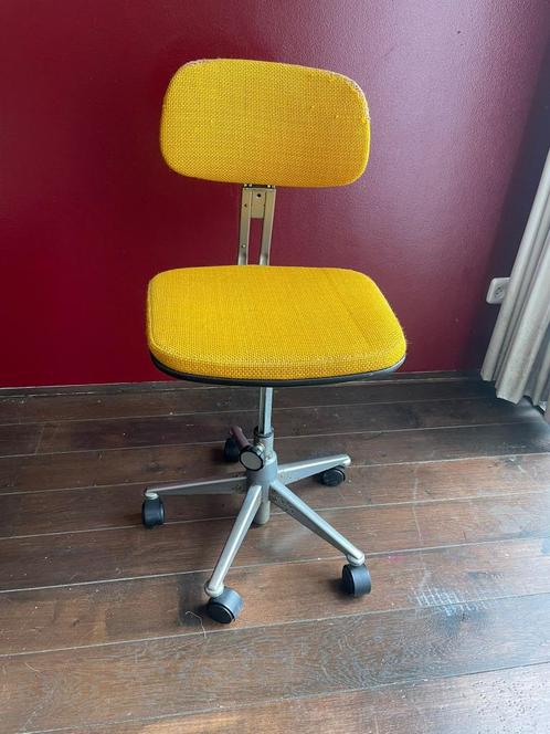Bureaustoel vintage okergeel, Huis en Inrichting, Bureaustoelen, Gebruikt, Geel, Ophalen