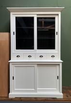 Witte houten buffetkast met schuifdeuren servieskast, Gebruikt, 200 cm of meer, Ophalen of Verzenden, Overige houtsoorten