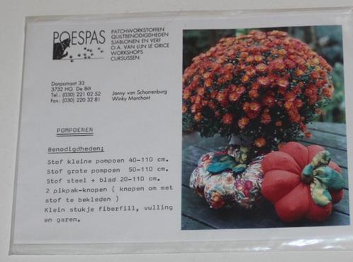 Patchworkpatroon  pompoen  111202, Boeken, Hobby en Vrije tijd, Nieuw, Borduren en Naaien, Ophalen of Verzenden