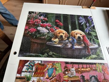 Vier dieren puzzels van ieder 1000 stuks in één doos. beschikbaar voor biedingen