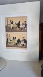 Oude Franse cartoon tekening In passe partout, Antiek en Kunst, Curiosa en Brocante, Ophalen of Verzenden