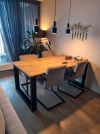 Handgemaakte eettafel met steigerhout en stalen onderstel, Ophalen, Rechthoekig, 50 tot 100 cm