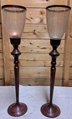 2 Grote Messing Kandelaars - Nieuwstaat, Ophalen of Verzenden, Zo goed als nieuw, Metaal, Kandelaar