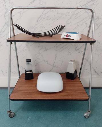 vintage serveerwagen / trolley met formica bladen,inklapbaar beschikbaar voor biedingen
