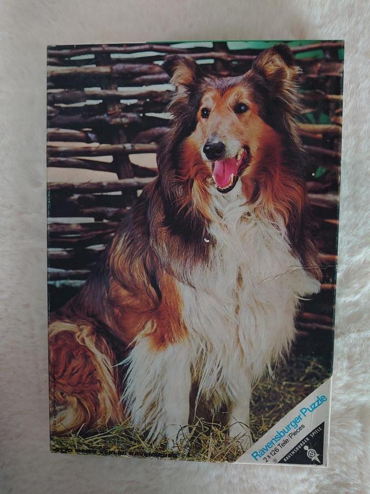 2x Ravensburger puzzel Schotse herdershond - paard 128 st, Kinderen en Baby's, Speelgoed | Kinderpuzzels, Gebruikt, 4 tot 6 jaar