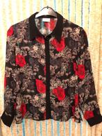 V) h128 canda c&a zwarte voile bloes met rode rozen maat 42, Kleding | Dames, Blouses en Tunieken, Verzenden, Zwart, Maat 42/44 (L)