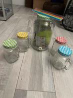 Glazen drankdispenser / tap met 4 bijpassende glazen., Ophalen of Verzenden, Nieuw