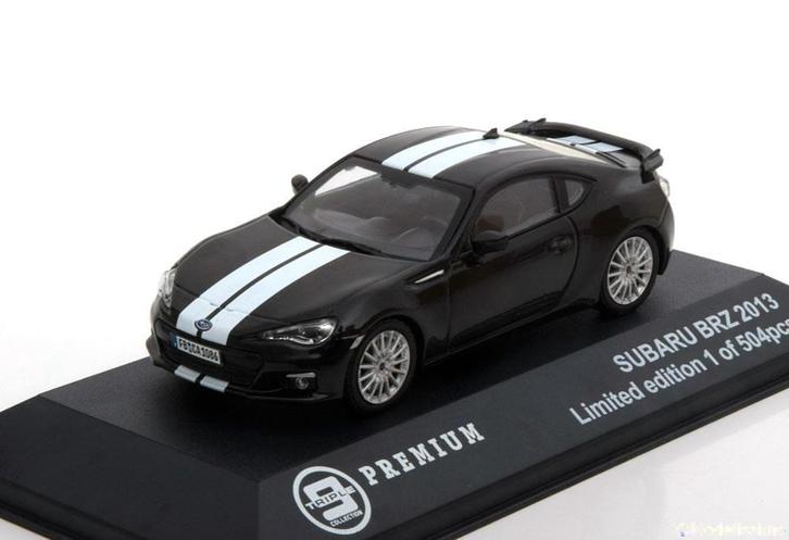 Subaru BRZ 2014 Zwart Wit Schaal 1/43 Triple9 T9P10023, Hobby en Vrije tijd, Modelauto's | 1:43, Nieuw, Auto, Overige merken, Ophalen of Verzenden