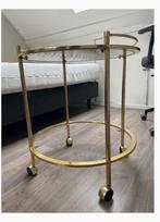 Tafeltje met wieltjes 53x50 cm, Minder dan 55 cm, Gebruikt, Metaal of Aluminium, Rond