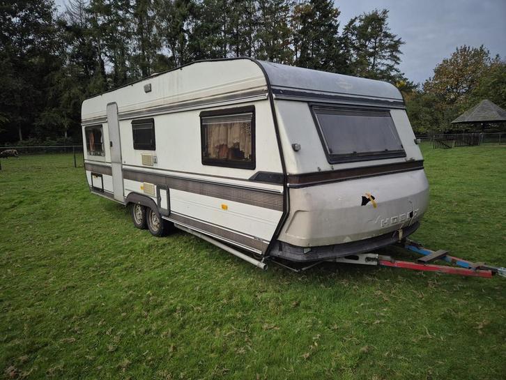 Grote Hobby 610 tandemasser caravan. Keet/ Hok/ Festival/, Caravans en Kamperen, Caravans, Particulier, Hobby, 6 tot 7 meter, Ophalen