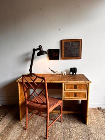 Rotan bamboe bureau Italuaans design vintage beschikbaar voor biedingen