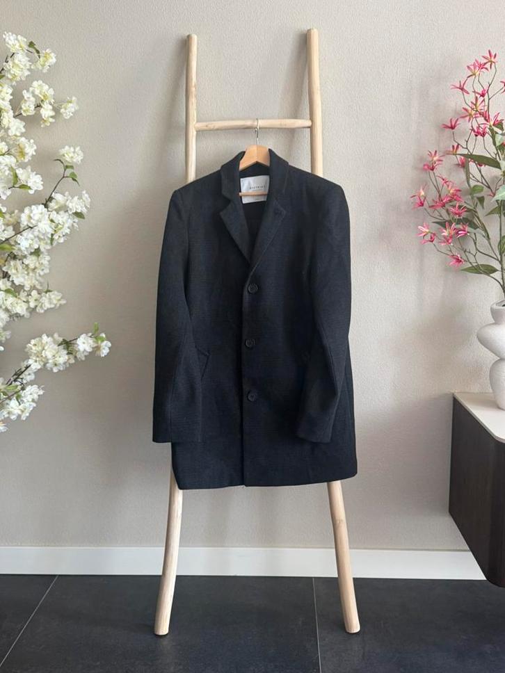 Trenchcoat Donkergrijs (S/M) - Distrikt, Kleding | Heren, Jassen | Winter, Zo goed als nieuw, Maat 46 (S) of kleiner, Grijs, Ophalen of Verzenden