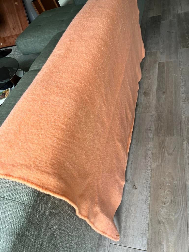 Mooie zalmkleurige vintage wollen deken, Ophalen of Verzenden, Gebruikt